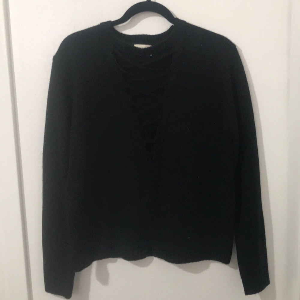 Black sweater with deep V